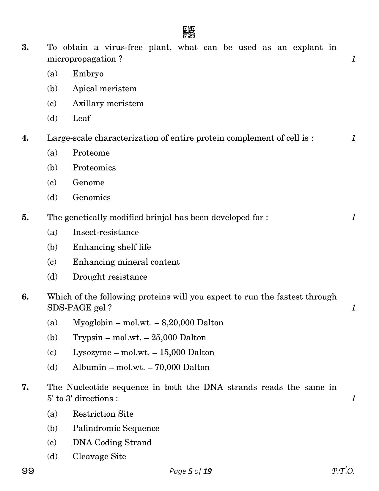 CBSE Class 12 Biotechnology (Compartment) 2023 Question Paper - Page 5