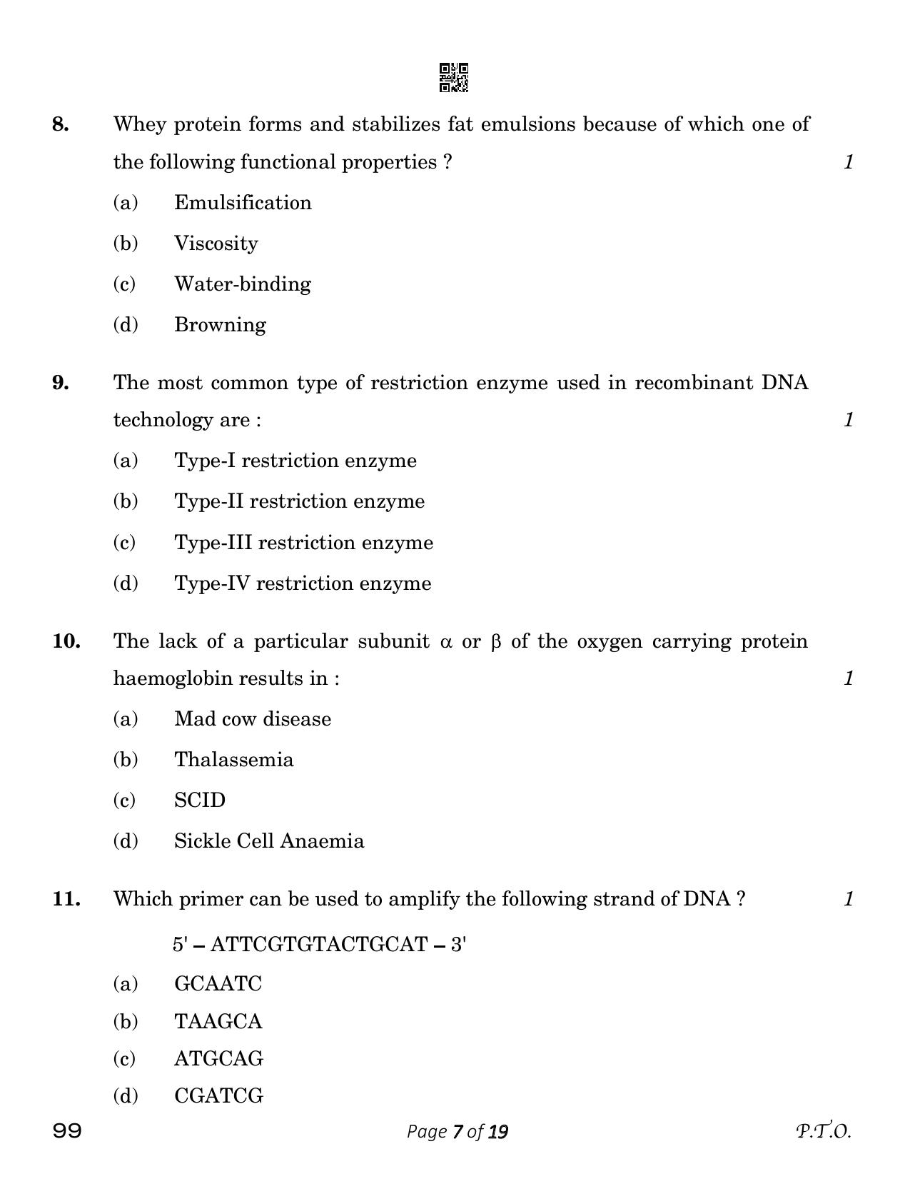 CBSE Class 12 Biotechnology (Compartment) 2023 Question Paper - Page 7