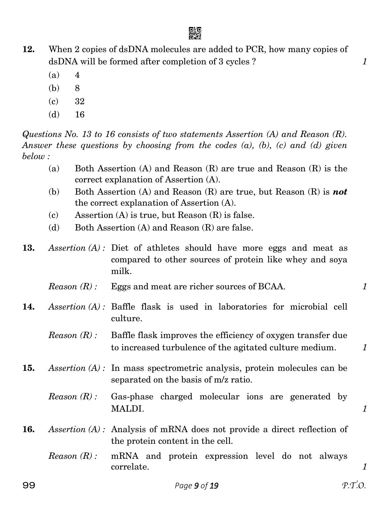 CBSE Class 12 Biotechnology (Compartment) 2023 Question Paper - Page 9