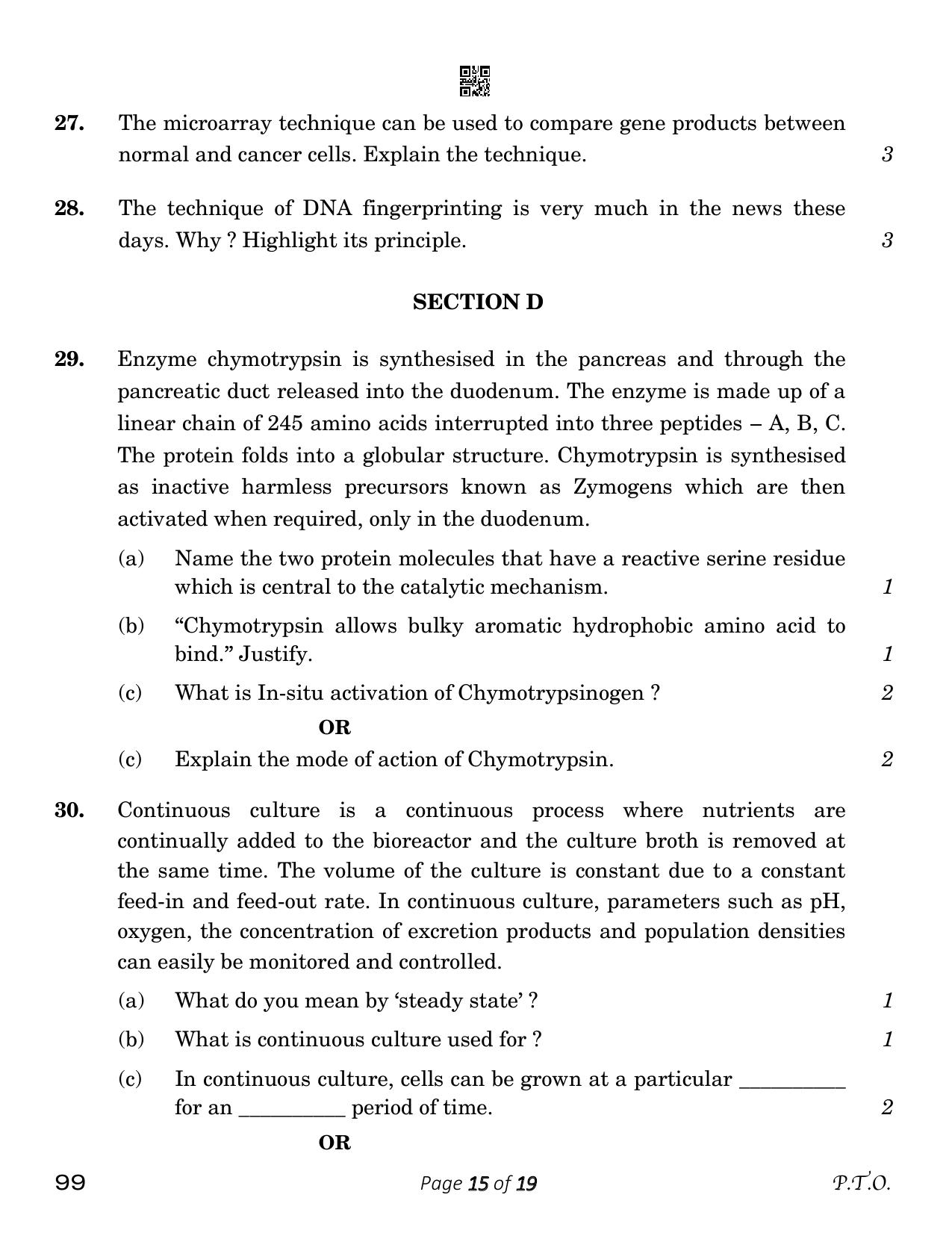 CBSE Class 12 Biotechnology (Compartment) 2023 Question Paper - Page 15