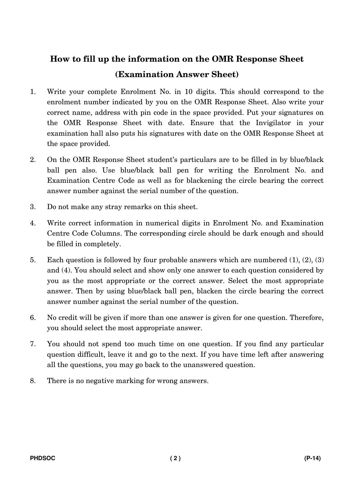 IGNOU PhD Entrance Test Ph. D (Sociology) Entrance Test, July, 2023 Question Paper - Page 3