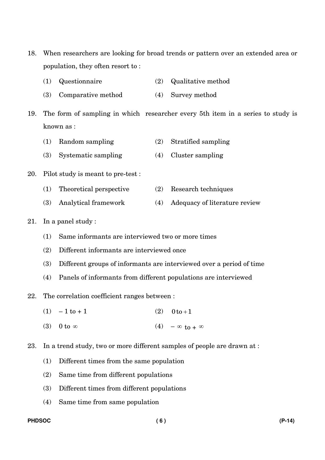 IGNOU PhD Entrance Test Ph. D (Sociology) Entrance Test, July, 2023 Question Paper - Page 7