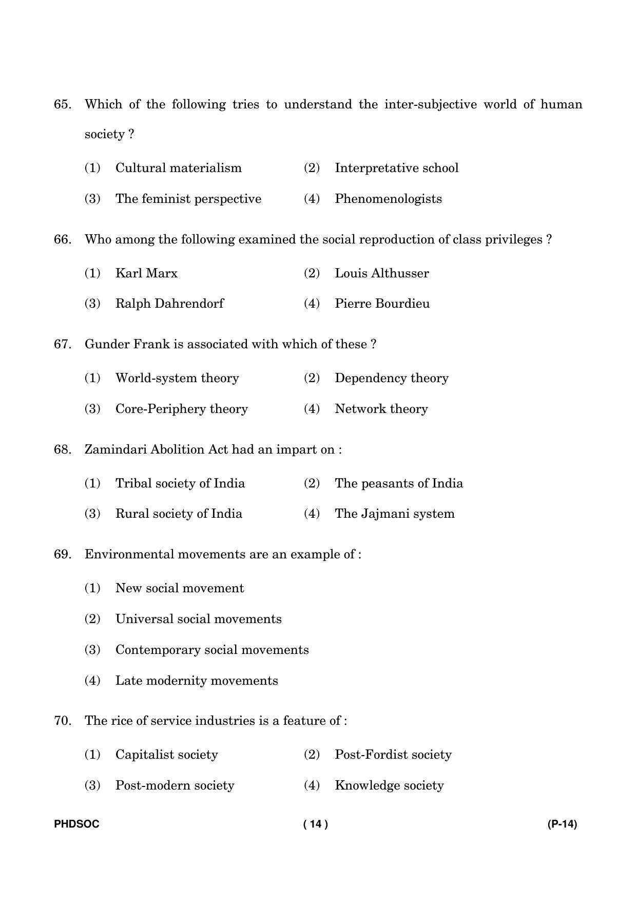 IGNOU PhD Entrance Test Ph. D (Sociology) Entrance Test, July, 2023 Question Paper - Page 15