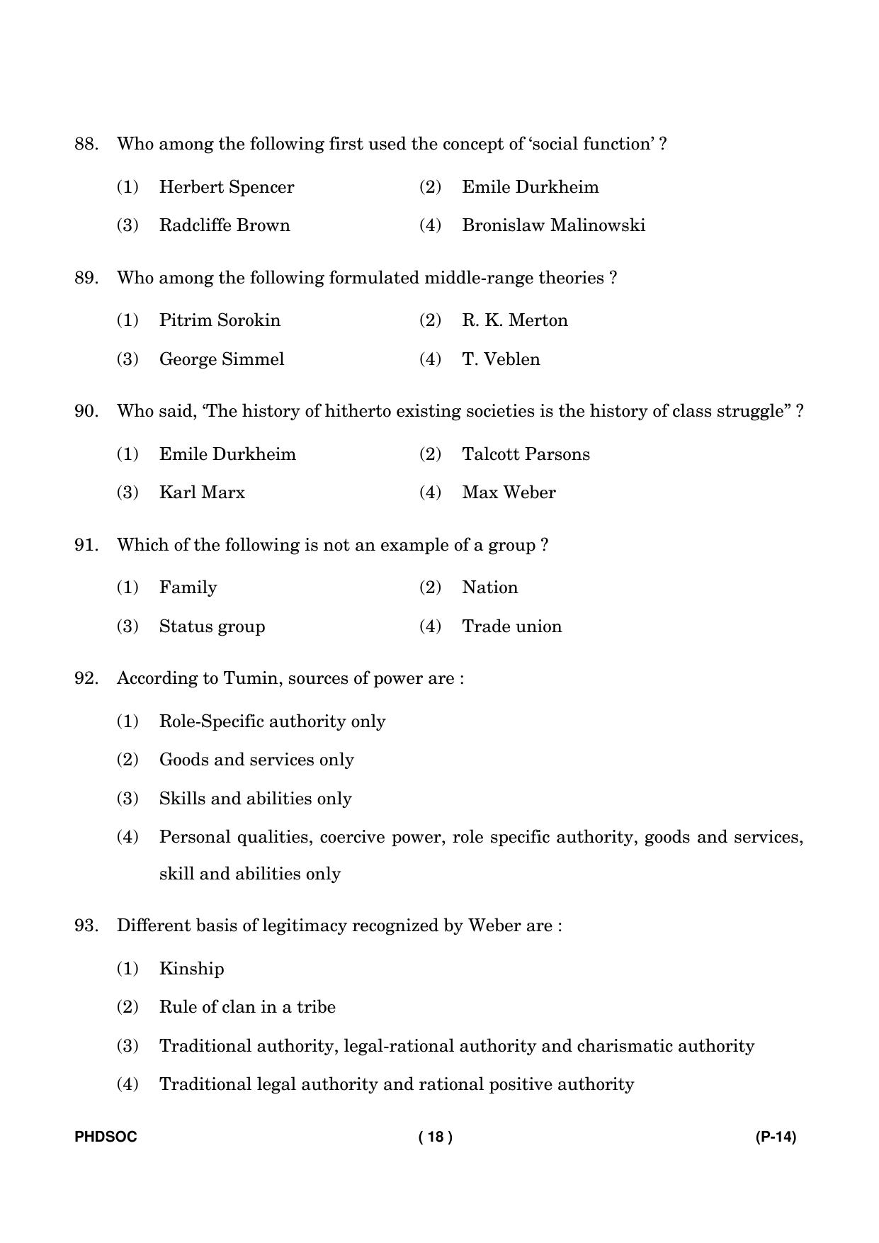 IGNOU PhD Entrance Test Ph. D (Sociology) Entrance Test, July, 2023 Question Paper - Page 19