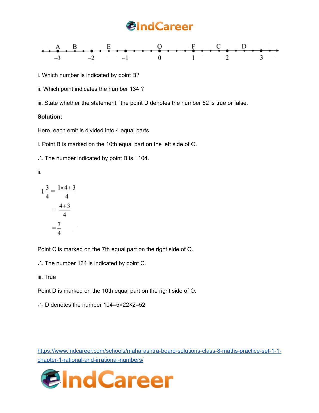 Maharashtra Board Solutions Class 8-Maths (Practice Set 1.1): Chapter 1- Rational and Irrational Numbers - Page 4