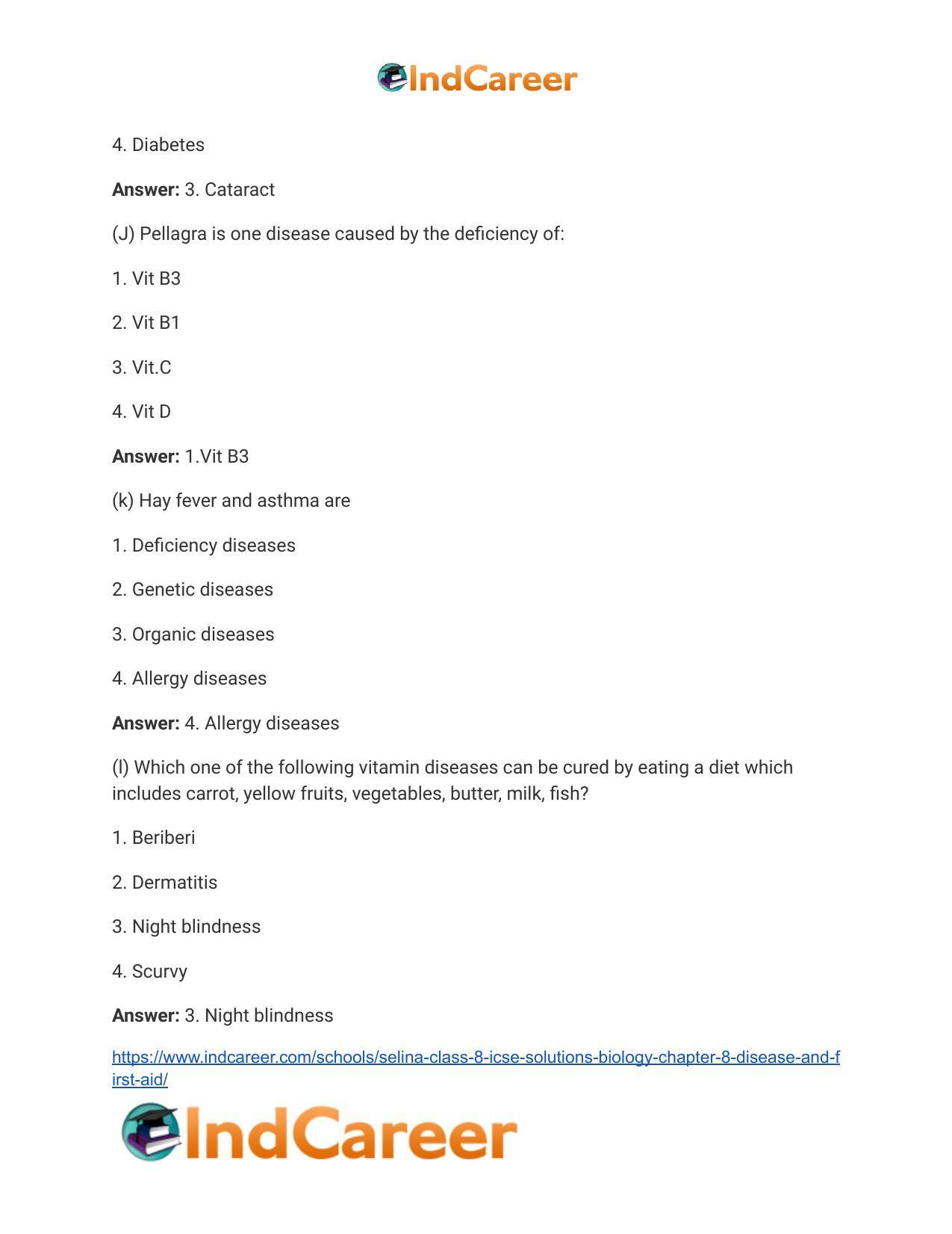 Selina Class 8 ICSE Solutions Biology : Chapter 8- Disease and First Aid - Page 5