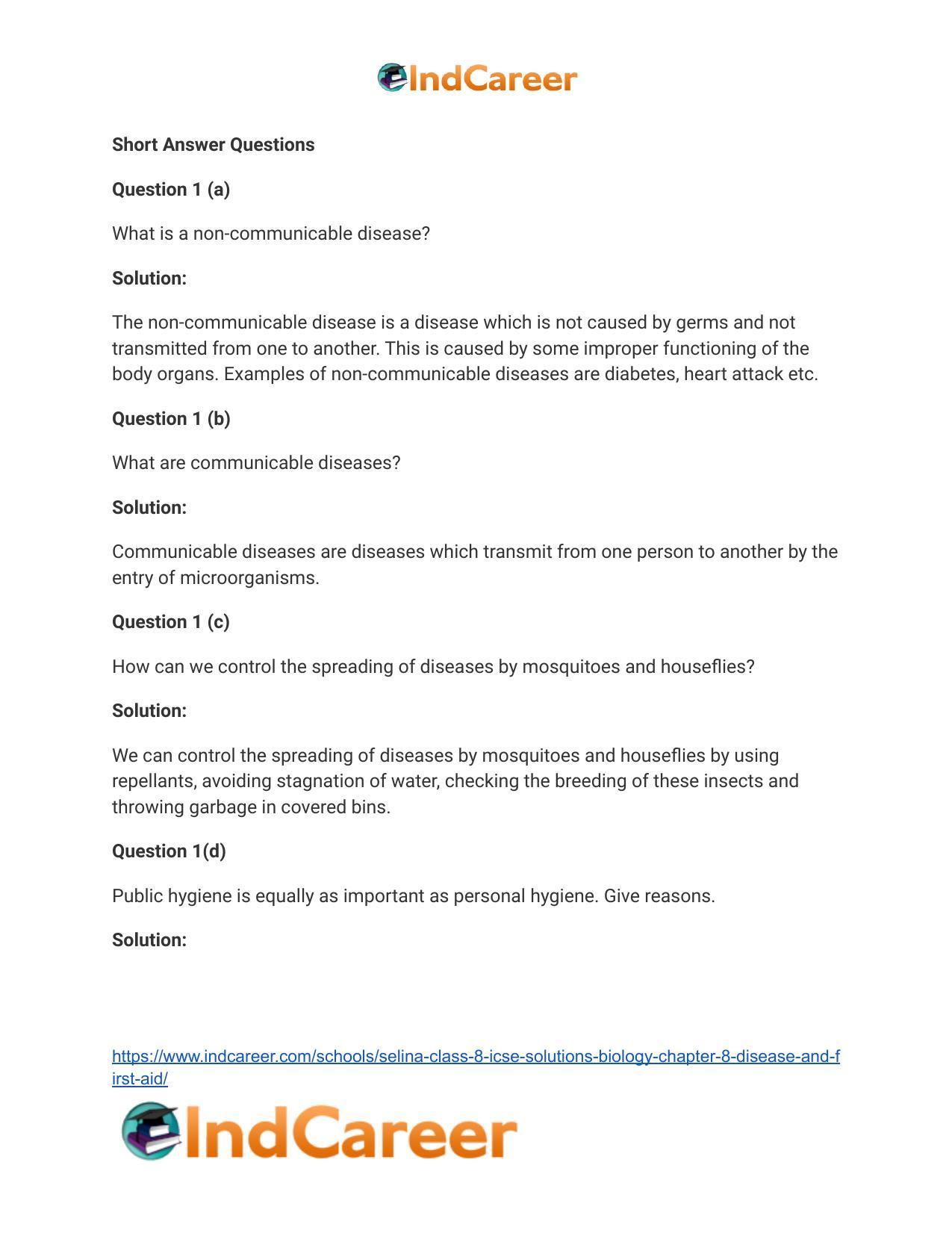Selina Class 8 ICSE Solutions Biology : Chapter 8- Disease and First Aid - Page 6