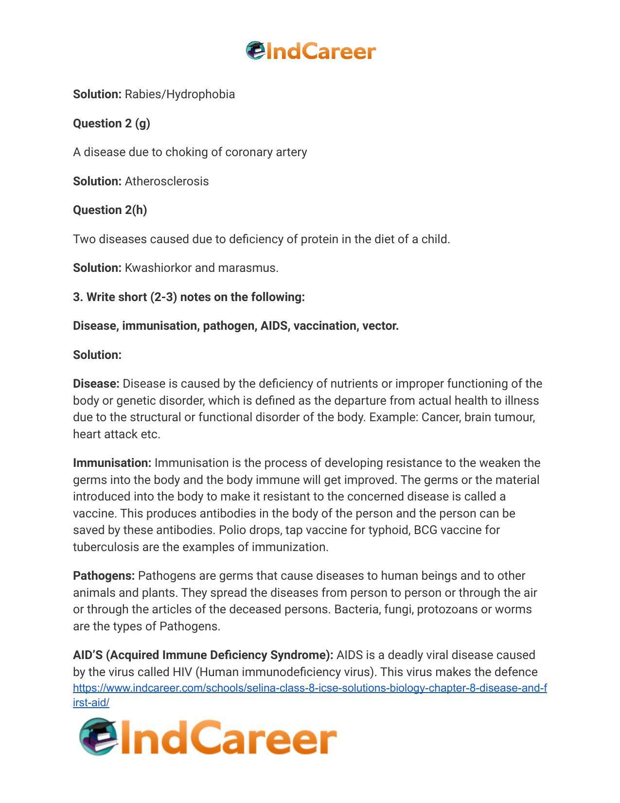 Selina Class 8 ICSE Solutions Biology : Chapter 8- Disease and First Aid - Page 9