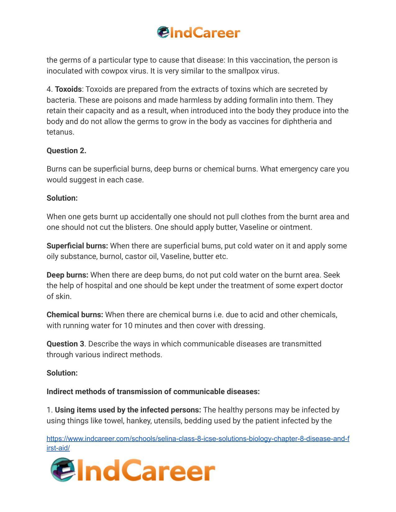 Selina Class 8 ICSE Solutions Biology : Chapter 8- Disease and First Aid - Page 13