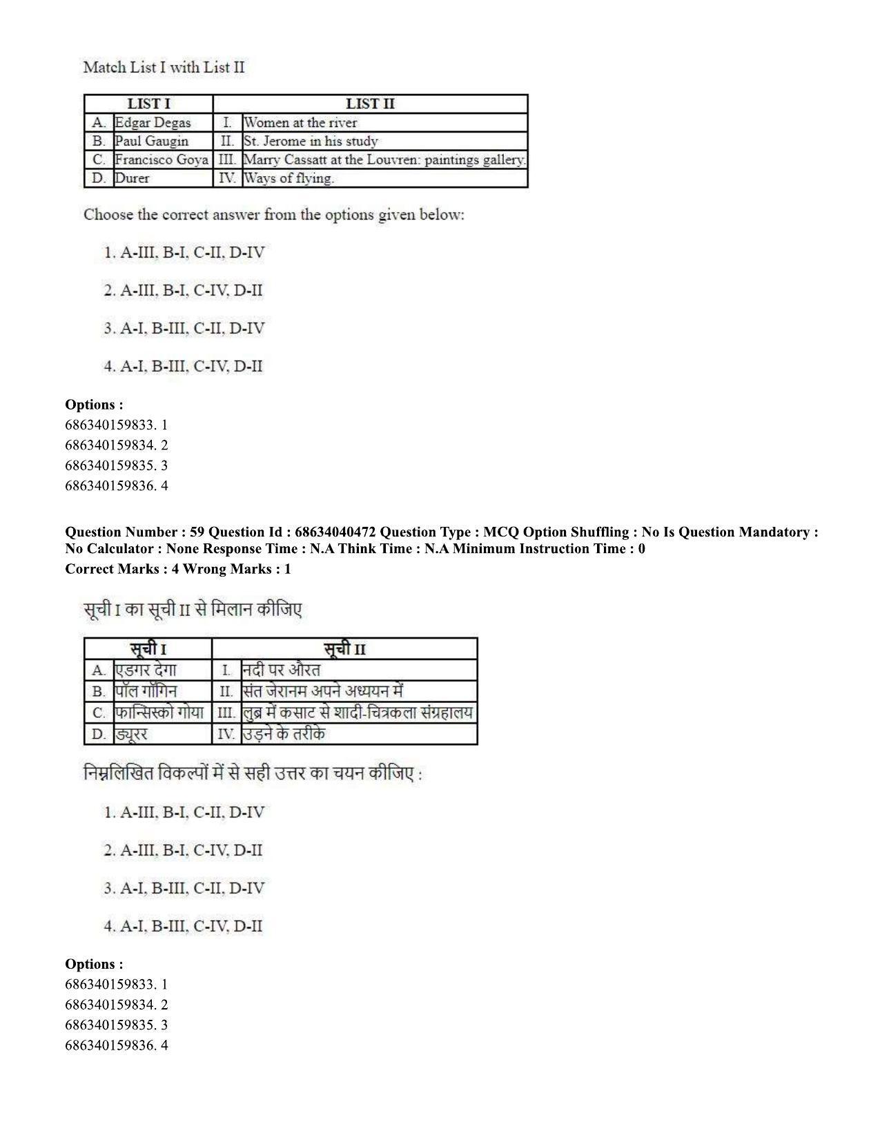 CUET PG 2023: HUQP15 – Painting (Eng) - Shift 3 (25-06-2023) Question Paper - Page 52
