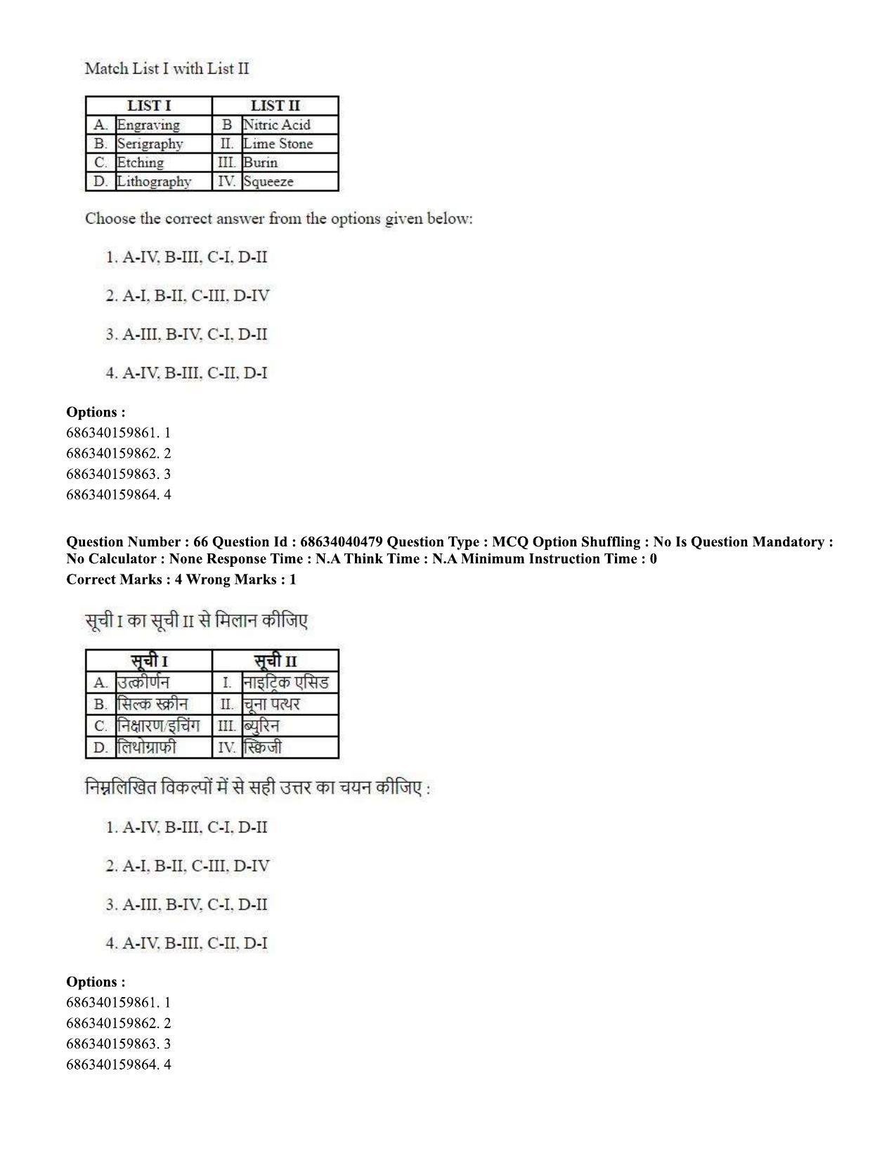 CUET PG 2023: HUQP15 – Painting (Eng) - Shift 3 (25-06-2023) Question Paper - Page 58