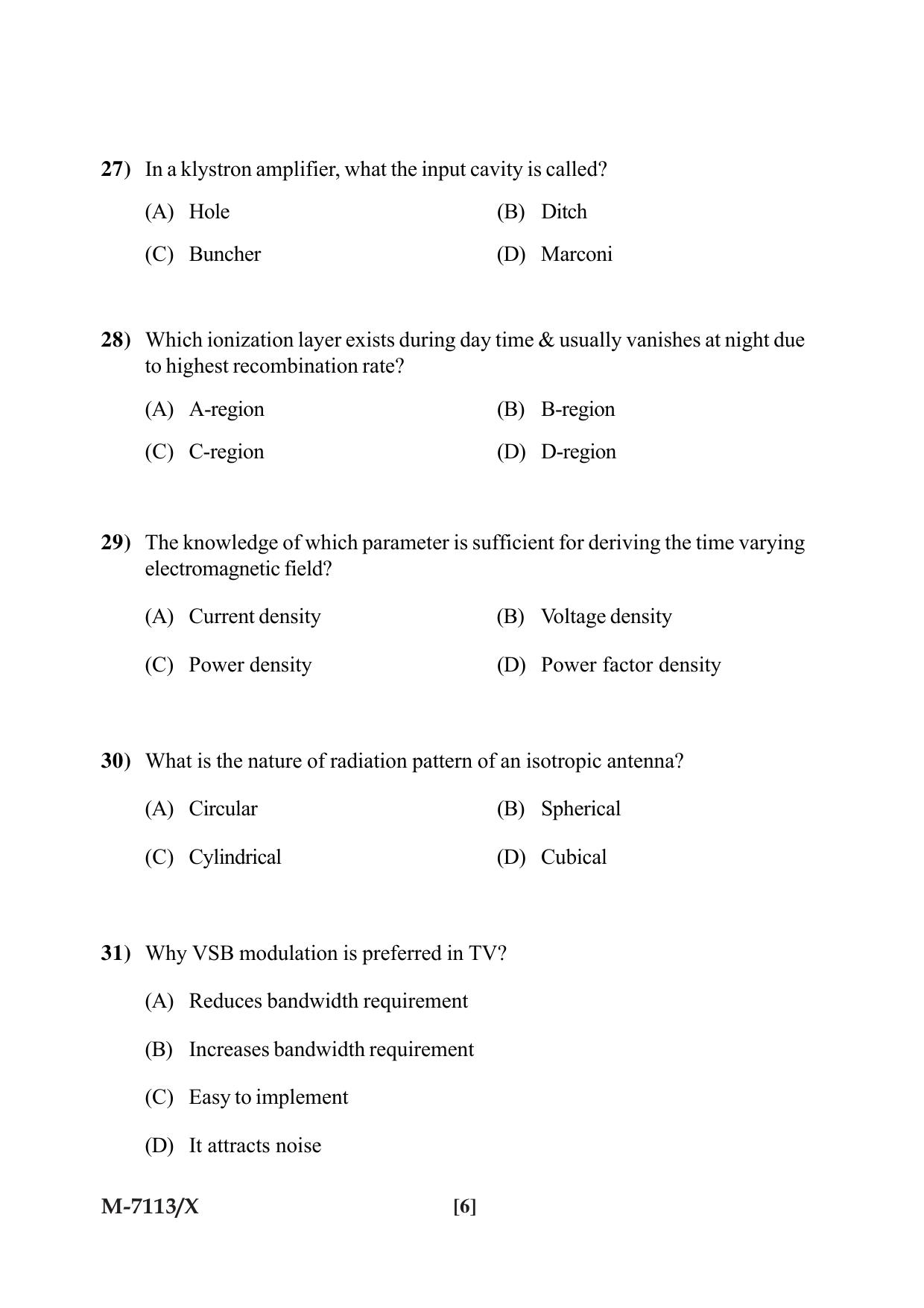 Mysore University PG Entrance Exam 2019: Electronics Question Paper - Page 6