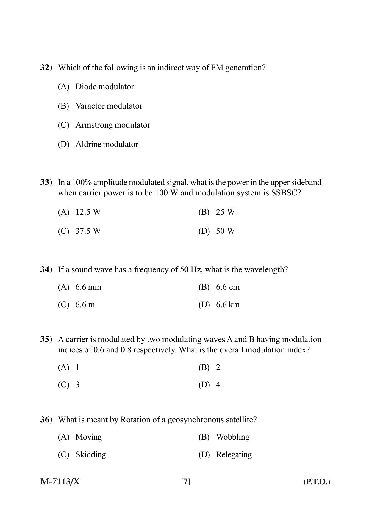 Mysore University PG Entrance Exam 2019: Electronics Question Paper - Page 7