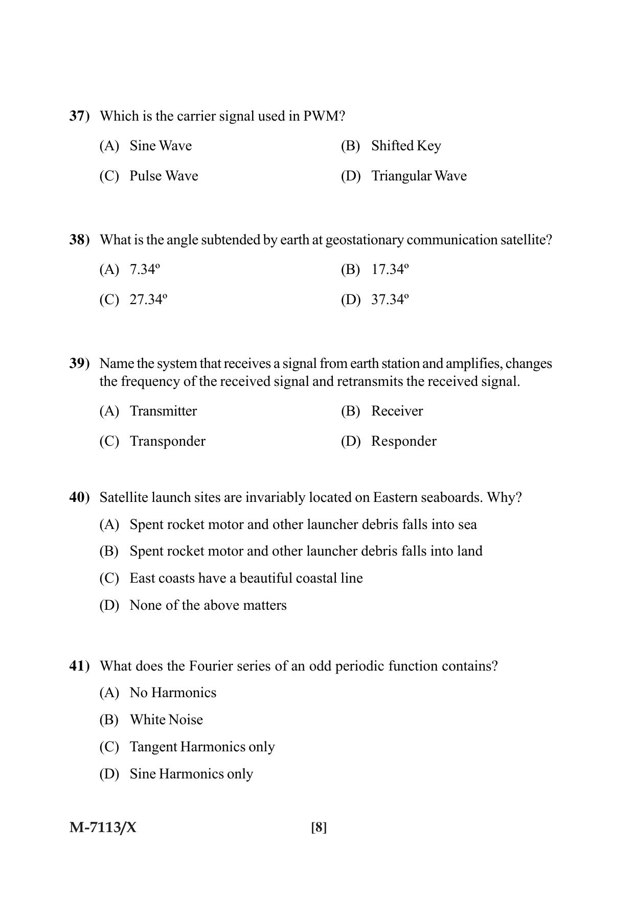 Mysore University PG Entrance Exam 2019: Electronics Question Paper - Page 8