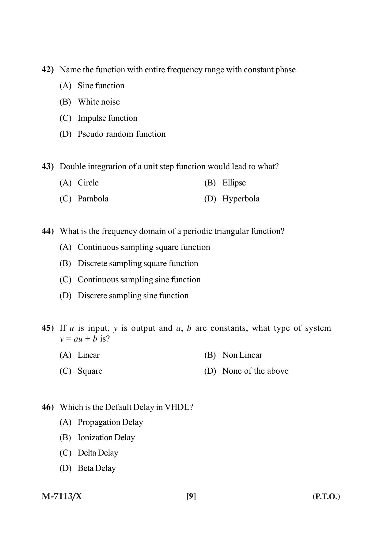 Mysore University PG Entrance Exam 2019: Electronics Question Paper - Page 9