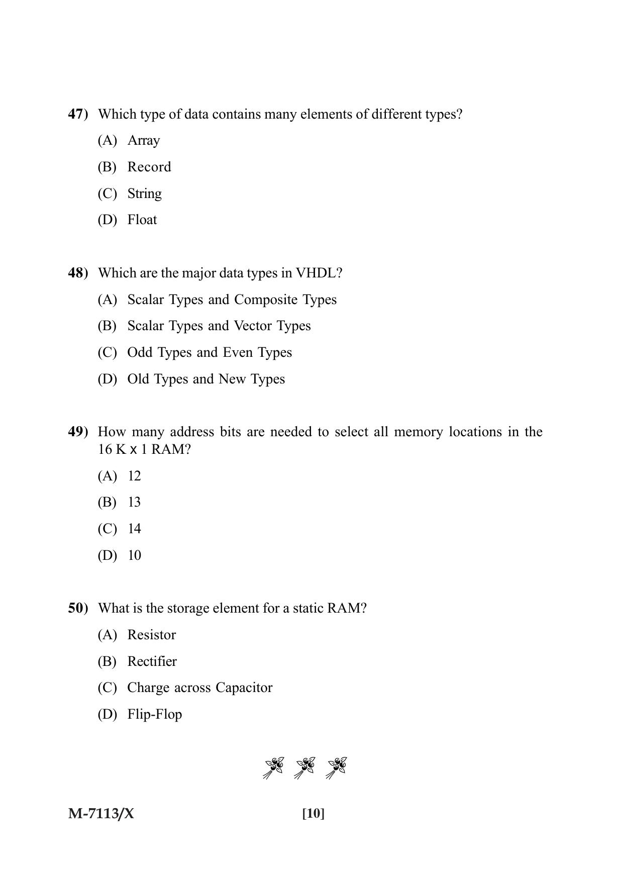 Mysore University PG Entrance Exam 2019: Electronics Question Paper - Page 10