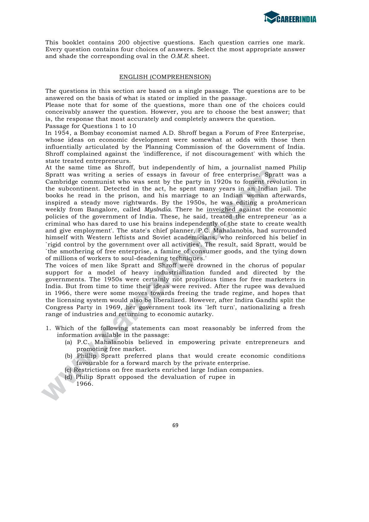 CLAT 2011 UG Sample Question Paper - Page 2