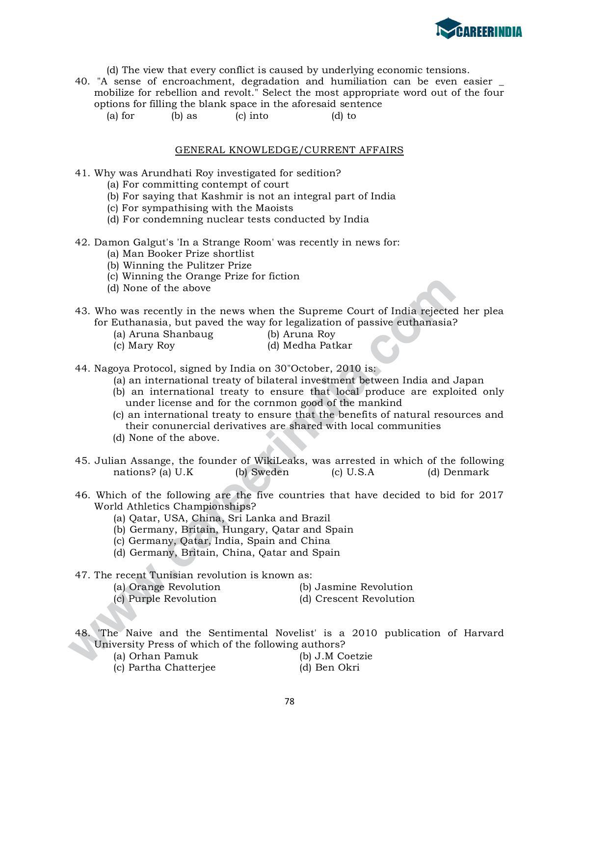CLAT 2011 UG Sample Question Paper - Page 11