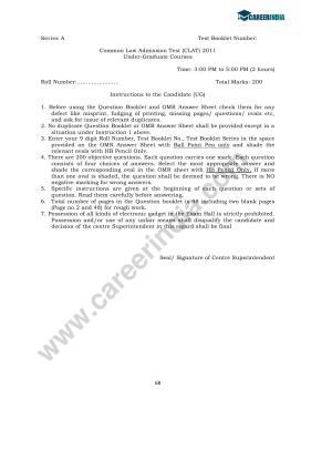 CLAT 2011 UG Sample Question Paper