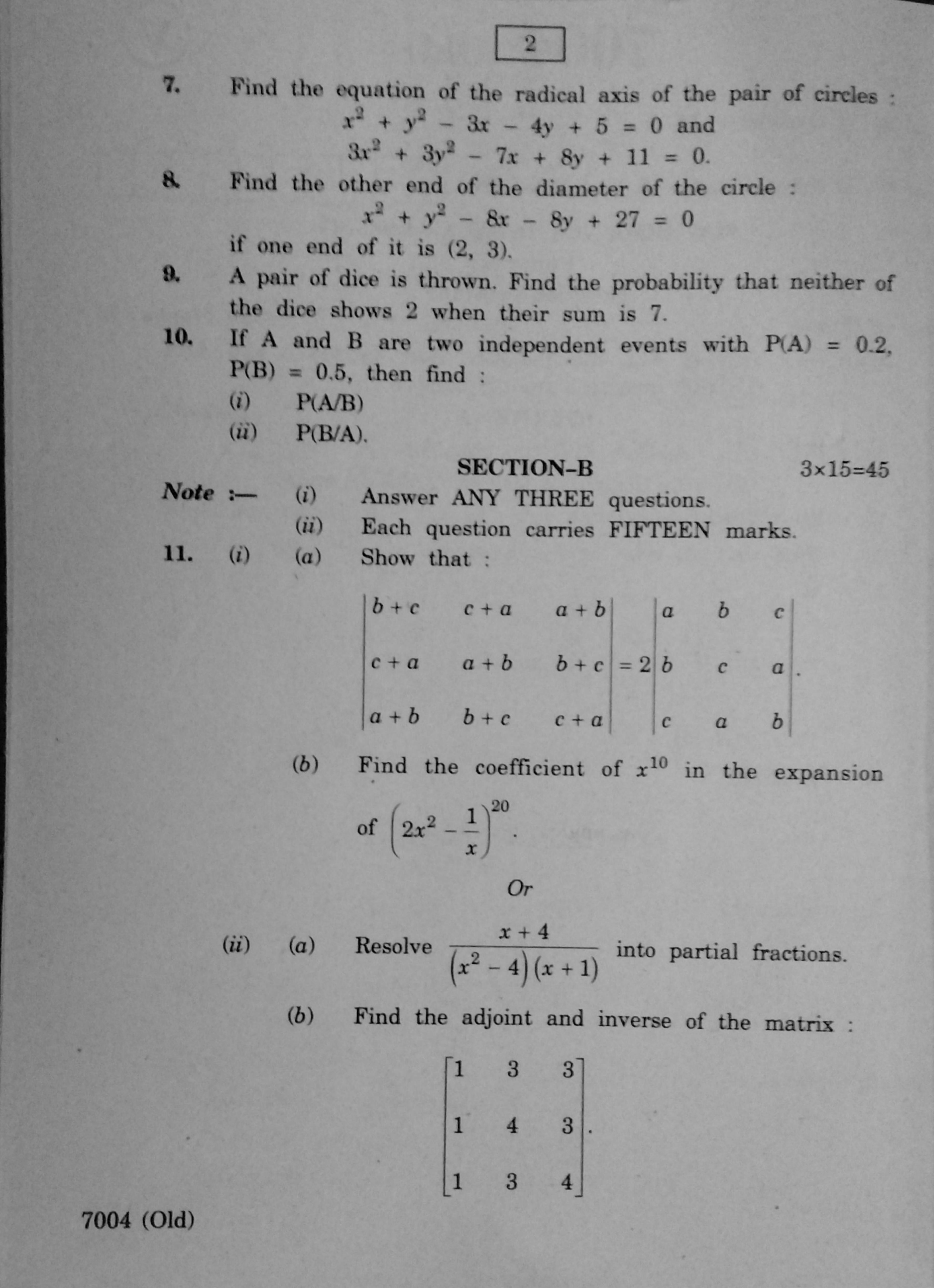 AP Inter 2nd Year Vocational Question Paper March - 2020 - Mathematics Bridge Courses - II (old Bridge course) - Page 2