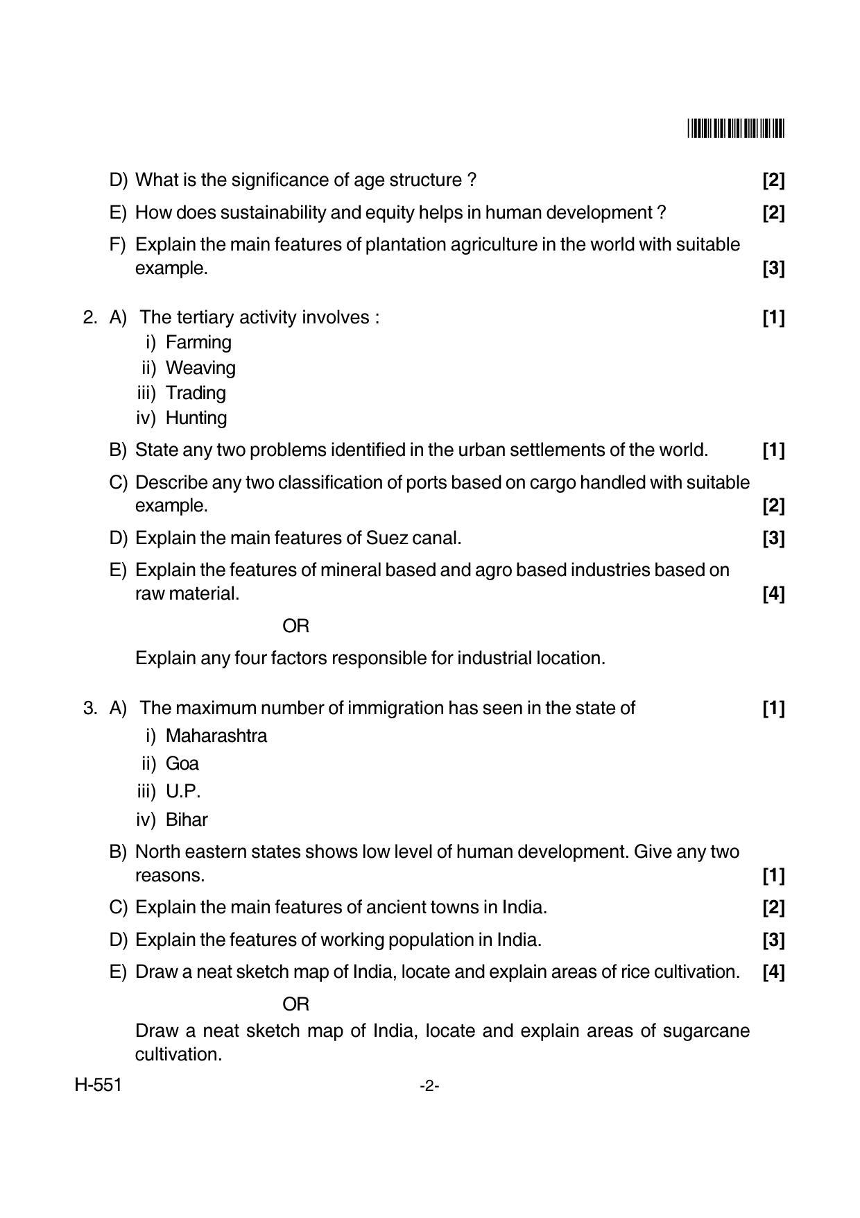 Goa Board Class 12 Geography  551 New Pattern (March 2018) Question Paper - Page 2