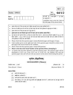 CBSE Class 12 64-1-2 GEOGRAPHY 2016 Question Paper