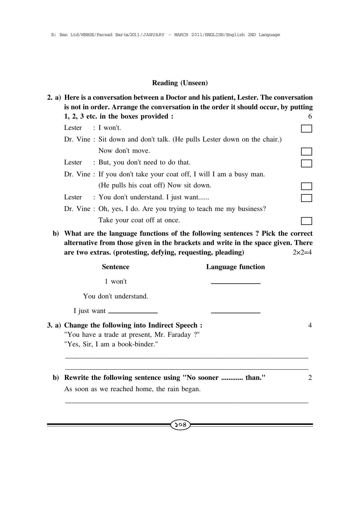 WBBSE Class X Syllabus Class X (English 2nd Language) - Page 5