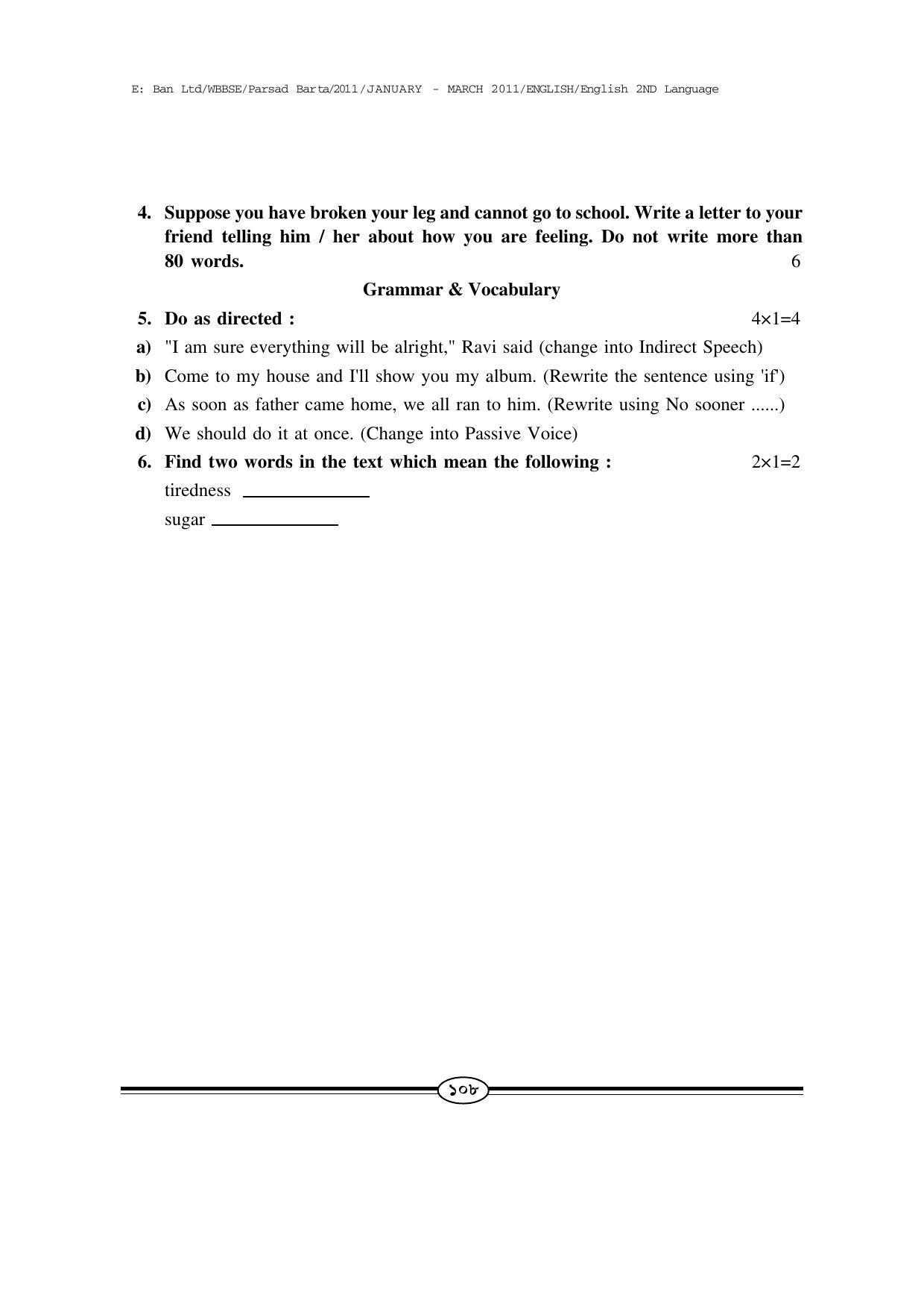 WBBSE Class X Syllabus Class X (English 2nd Language) - Page 9