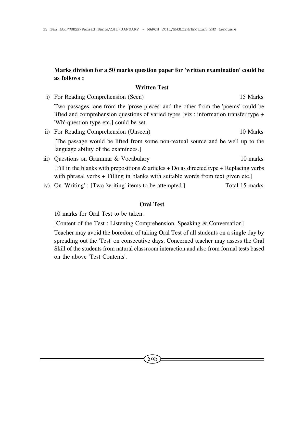 WBBSE Class X Syllabus Class X (English 2nd Language) - Page 10