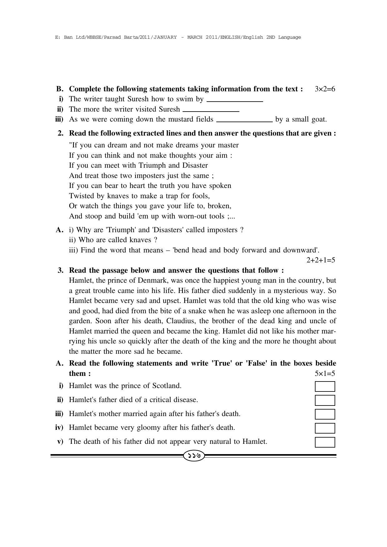 WBBSE Class X Syllabus Class X (English 2nd Language) - Page 17
