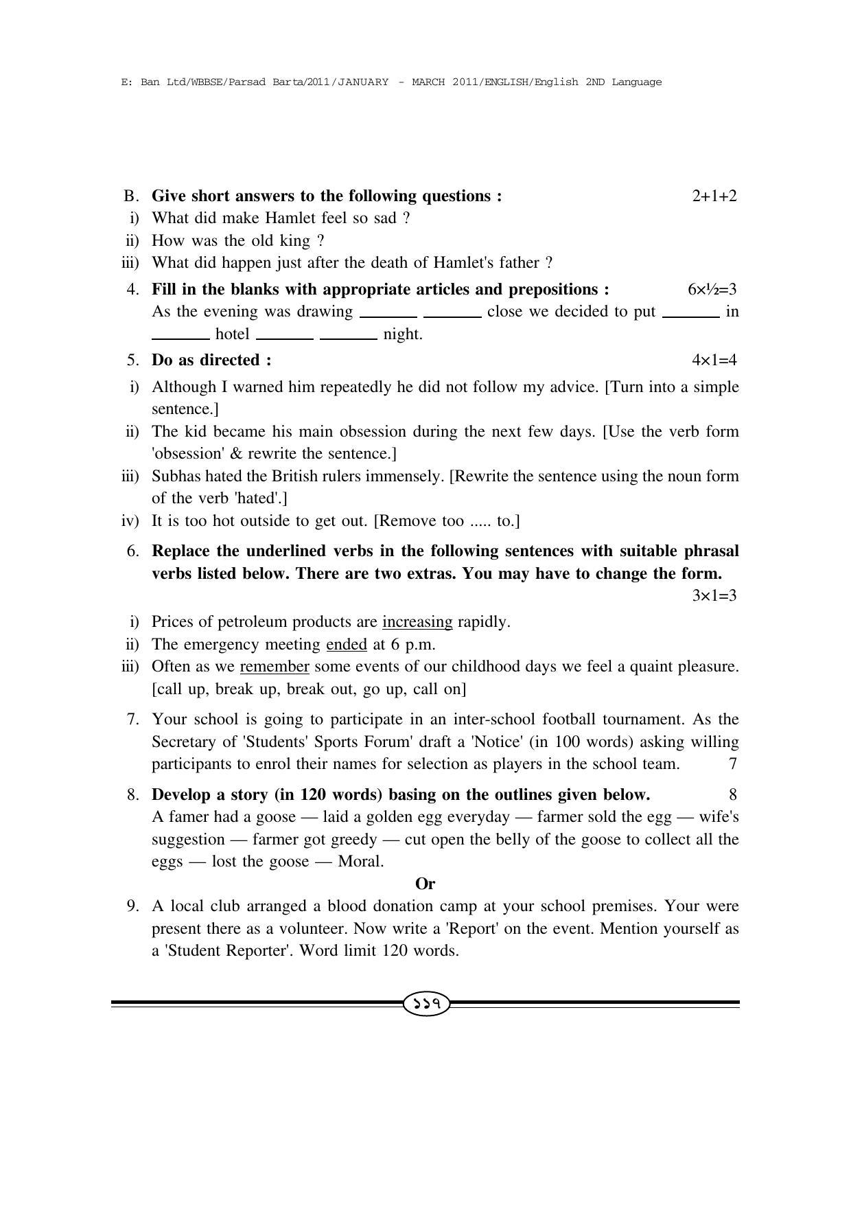 WBBSE Class X Syllabus Class X (English 2nd Language) - Page 18