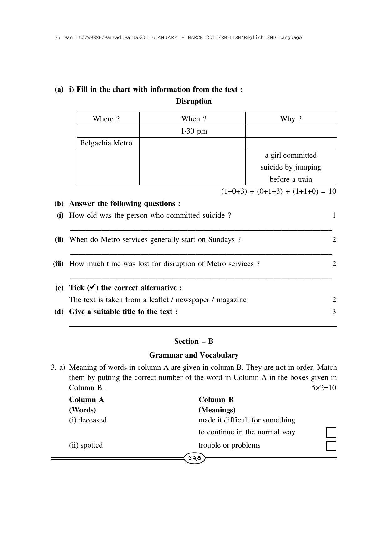 WBBSE Class X Syllabus Class X (English 2nd Language) - Page 24