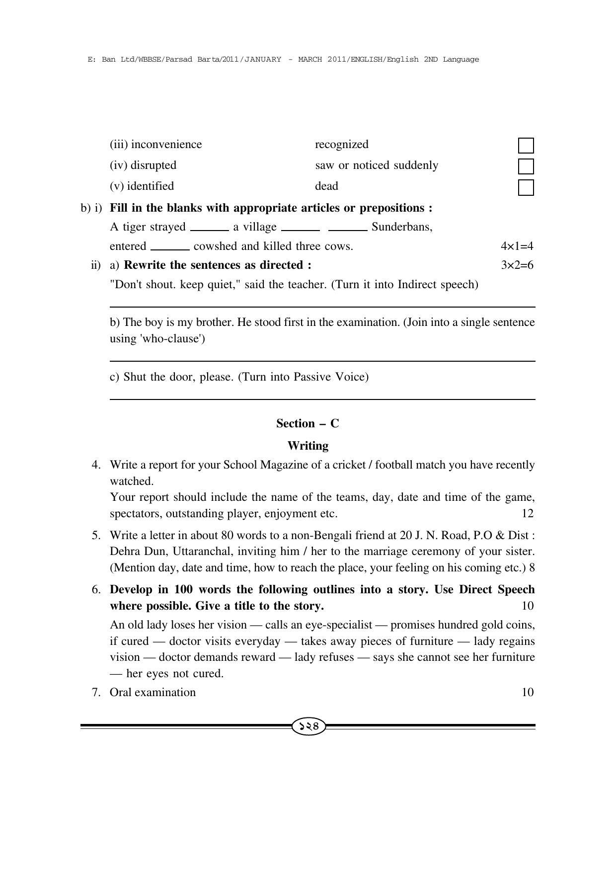 WBBSE Class X Syllabus Class X (English 2nd Language) - Page 25