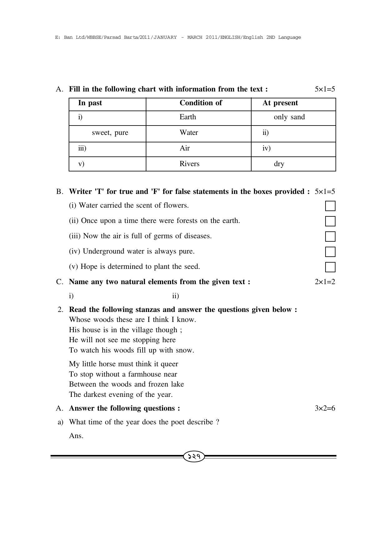 WBBSE Class X Syllabus Class X (English 2nd Language) - Page 28