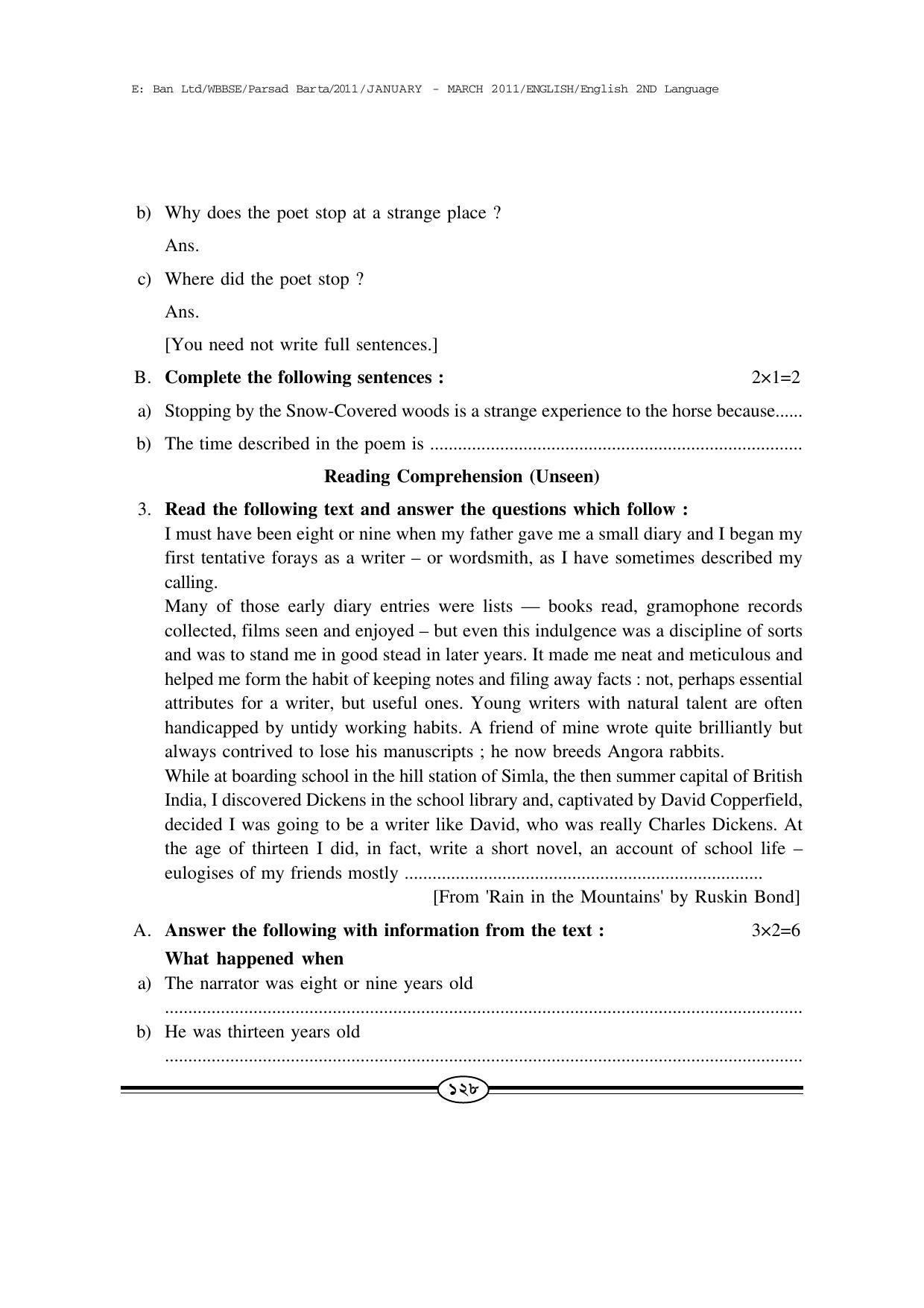 WBBSE Class X Syllabus Class X (English 2nd Language) - Page 29