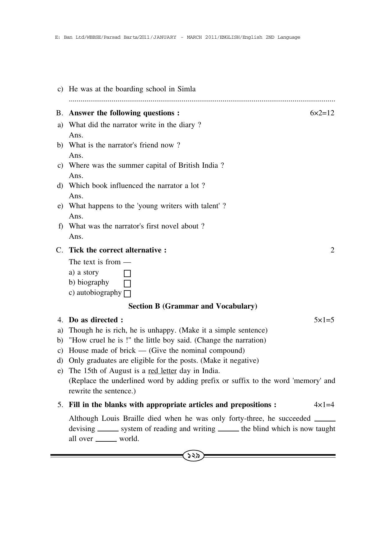 WBBSE Class X Syllabus Class X (English 2nd Language) - Page 30