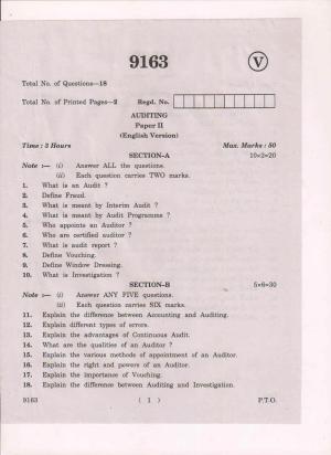 AP Inter 2nd Year Auditing-II March-2019-Vocational Question Paper