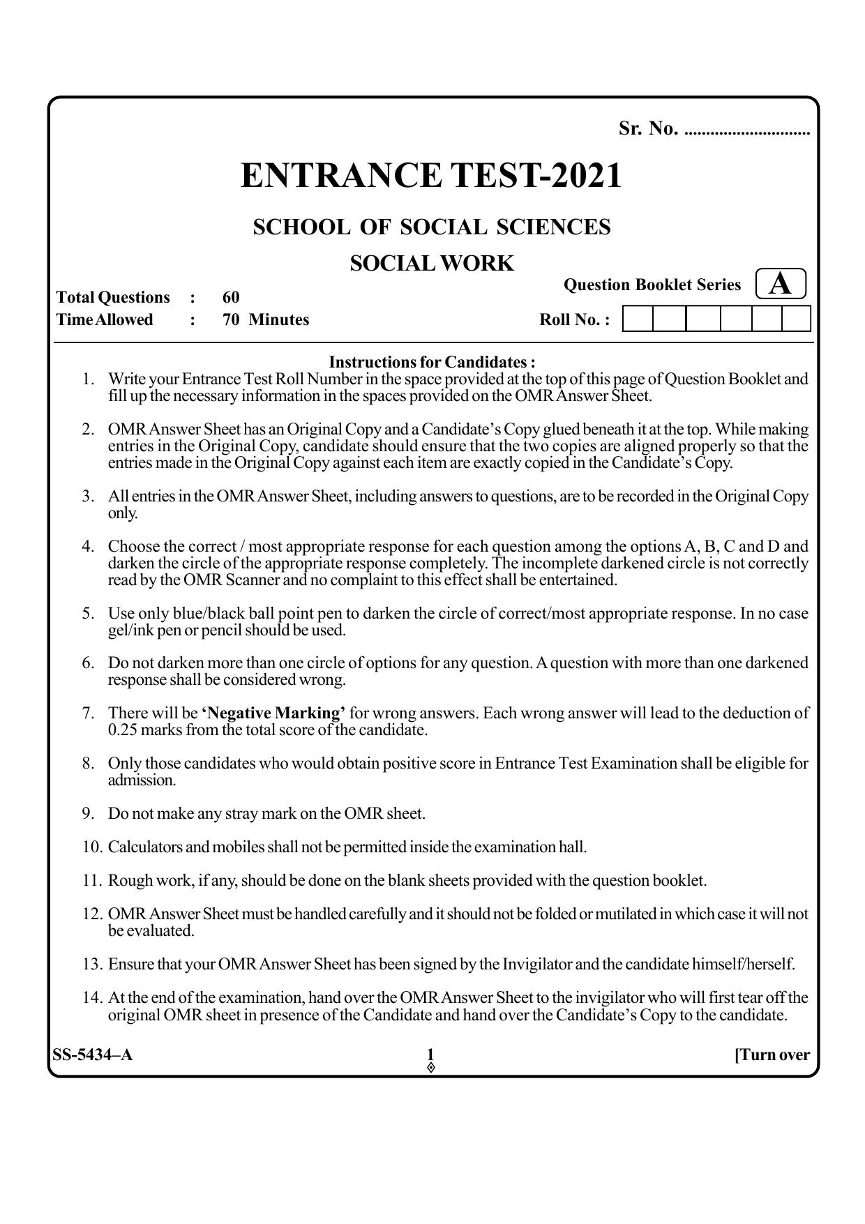 KUET 2023 M.A. Social Work Question Paper - Page 16