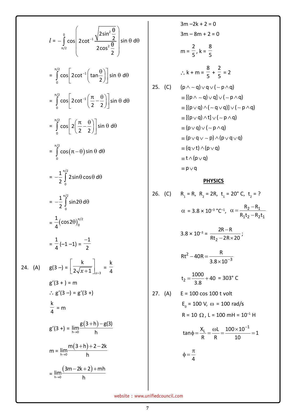 NSTSE 2023 Class 12 PCM Answer Key (Paper Code 487) - Page 7
