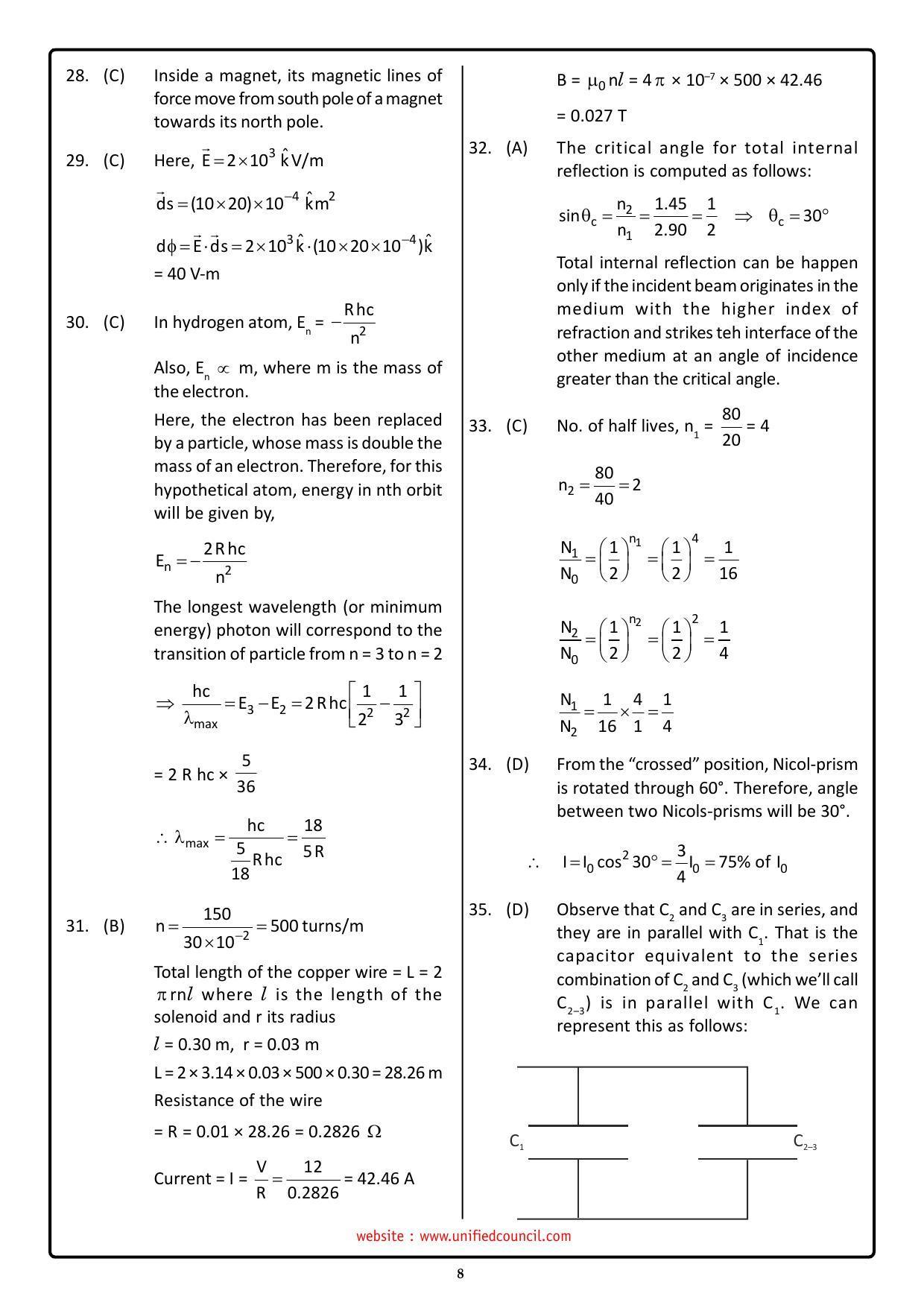 NSTSE 2023 Class 12 PCM Answer Key (Paper Code 487) - Page 8