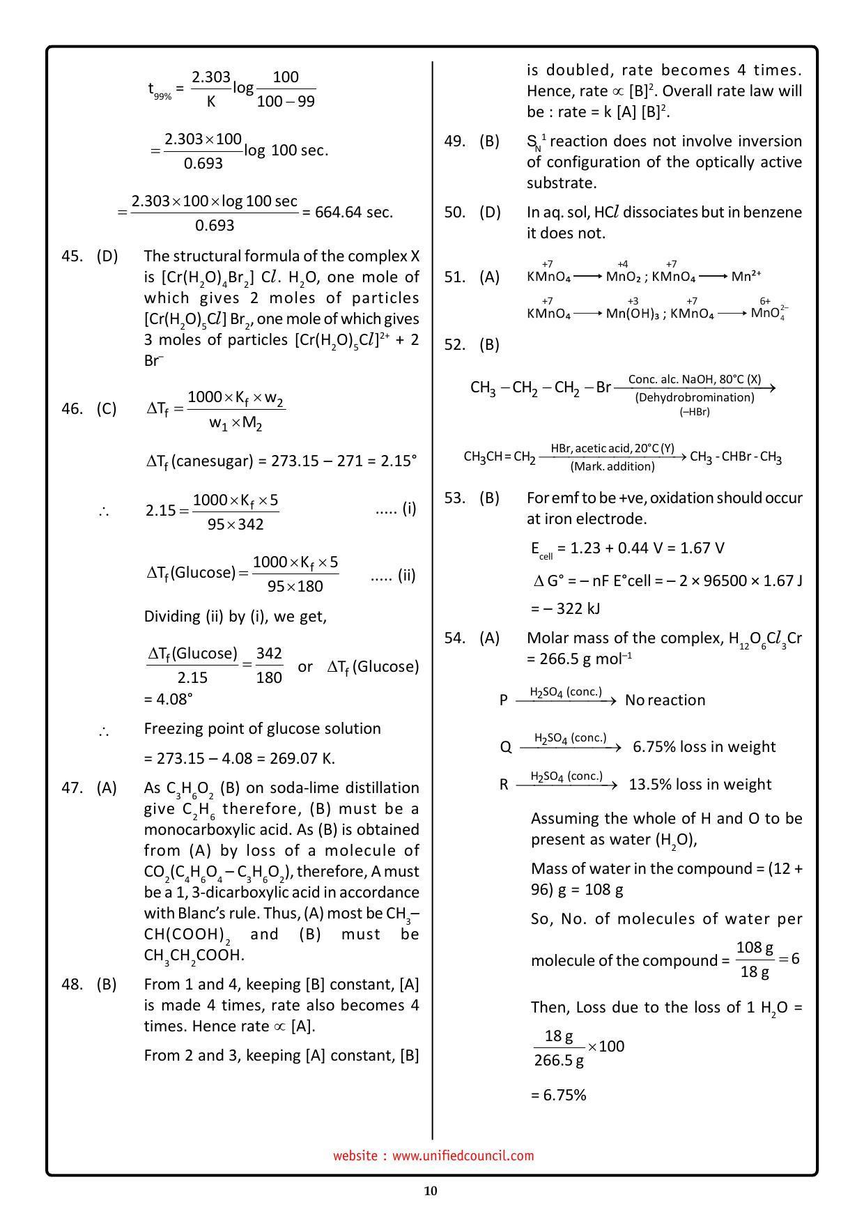NSTSE 2023 Class 12 PCM Answer Key (Paper Code 487) - Page 10