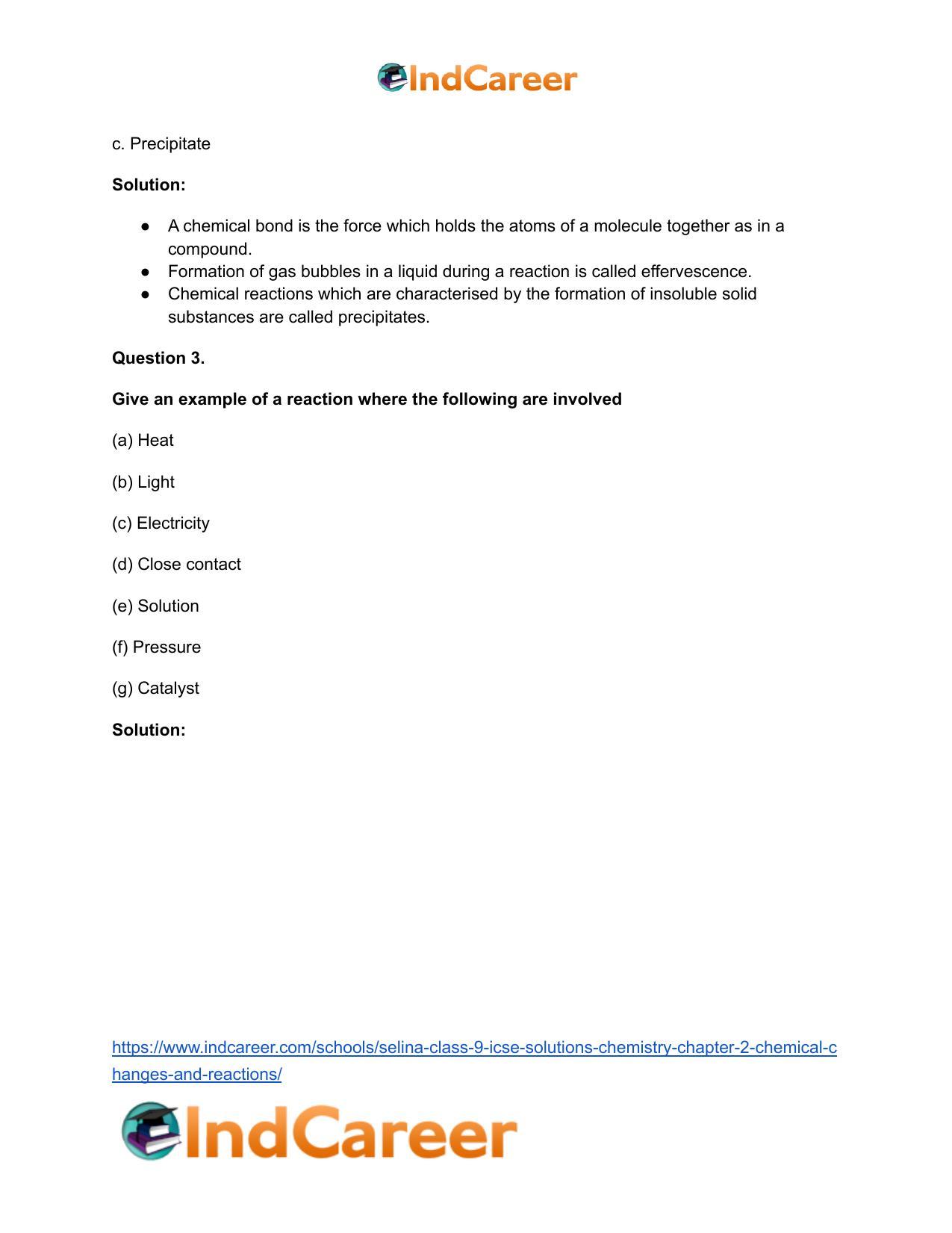 Selina Class 9 ICSE Solutions Chemistry : Chapter 2- Chemical Changes and Reactions - Page 3