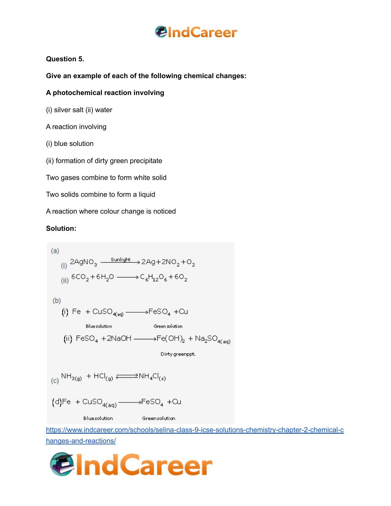 Selina Class 9 ICSE Solutions Chemistry : Chapter 2- Chemical Changes and Reactions - Page 5