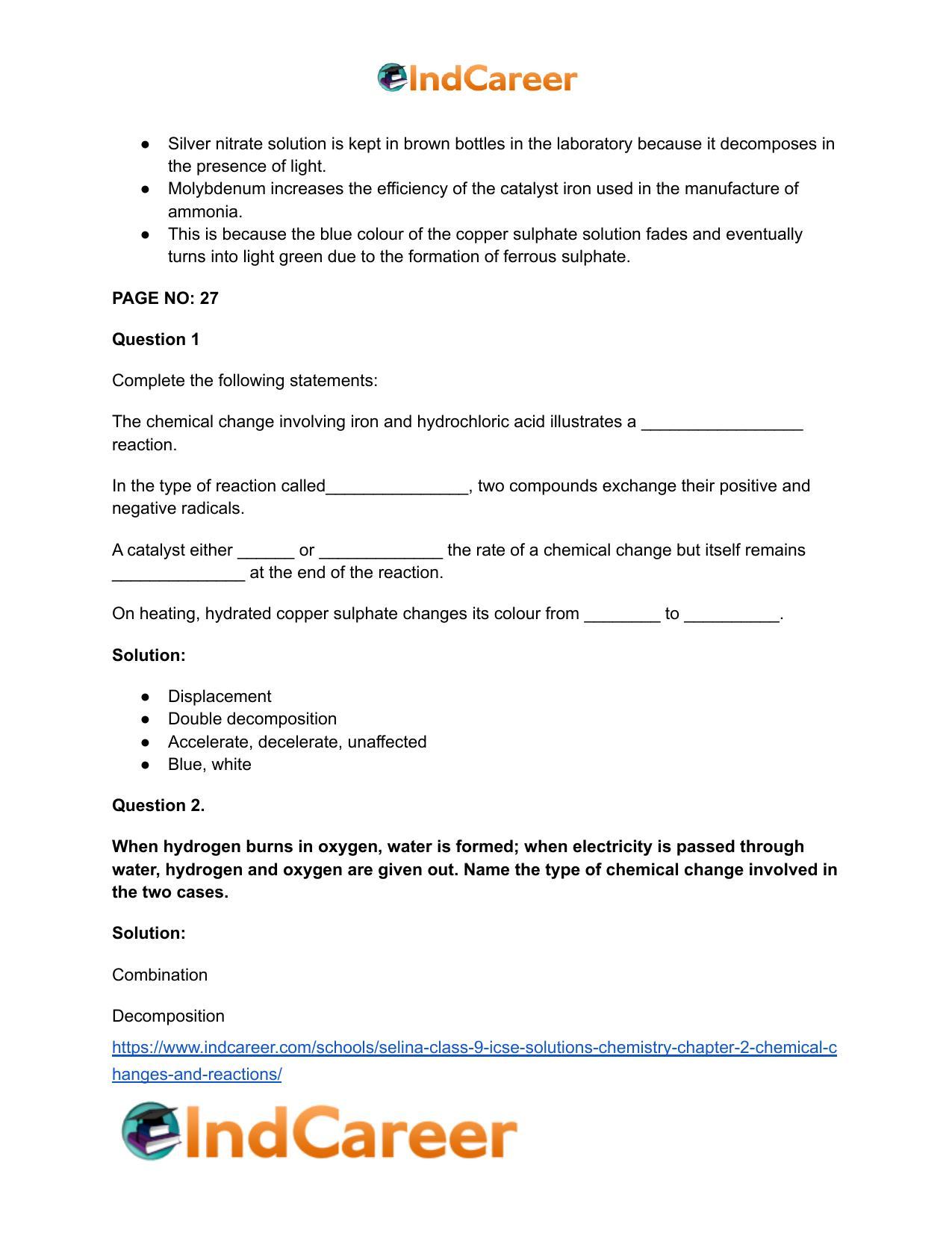 Selina Class 9 ICSE Solutions Chemistry : Chapter 2- Chemical Changes and Reactions - Page 7