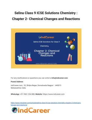 Selina Class 9 ICSE Solutions Chemistry : Chapter 2- Chemical Changes and Reactions