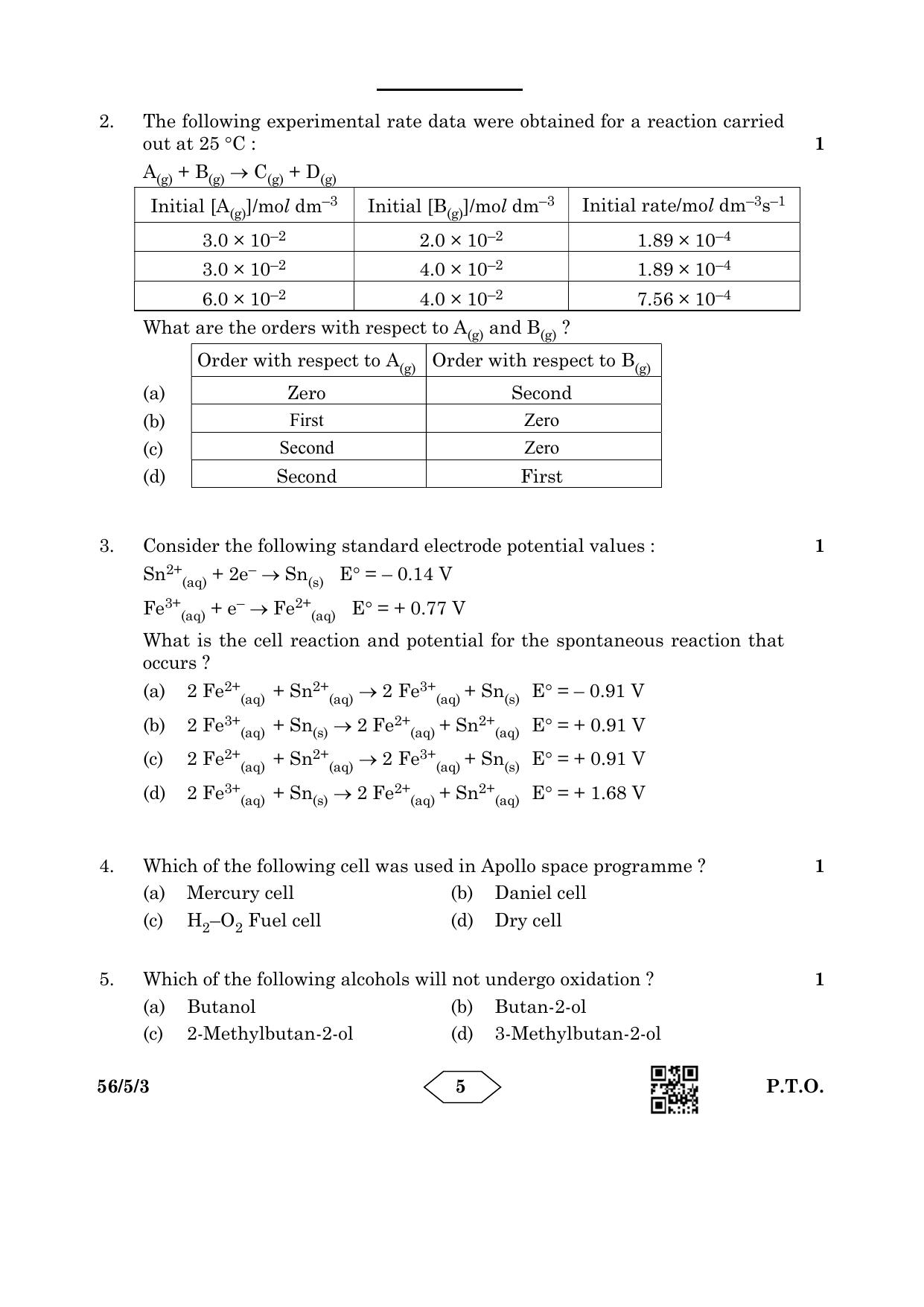 CBSE Class 12 56-5-3 Chemistry 2023 Question Paper - Page 5