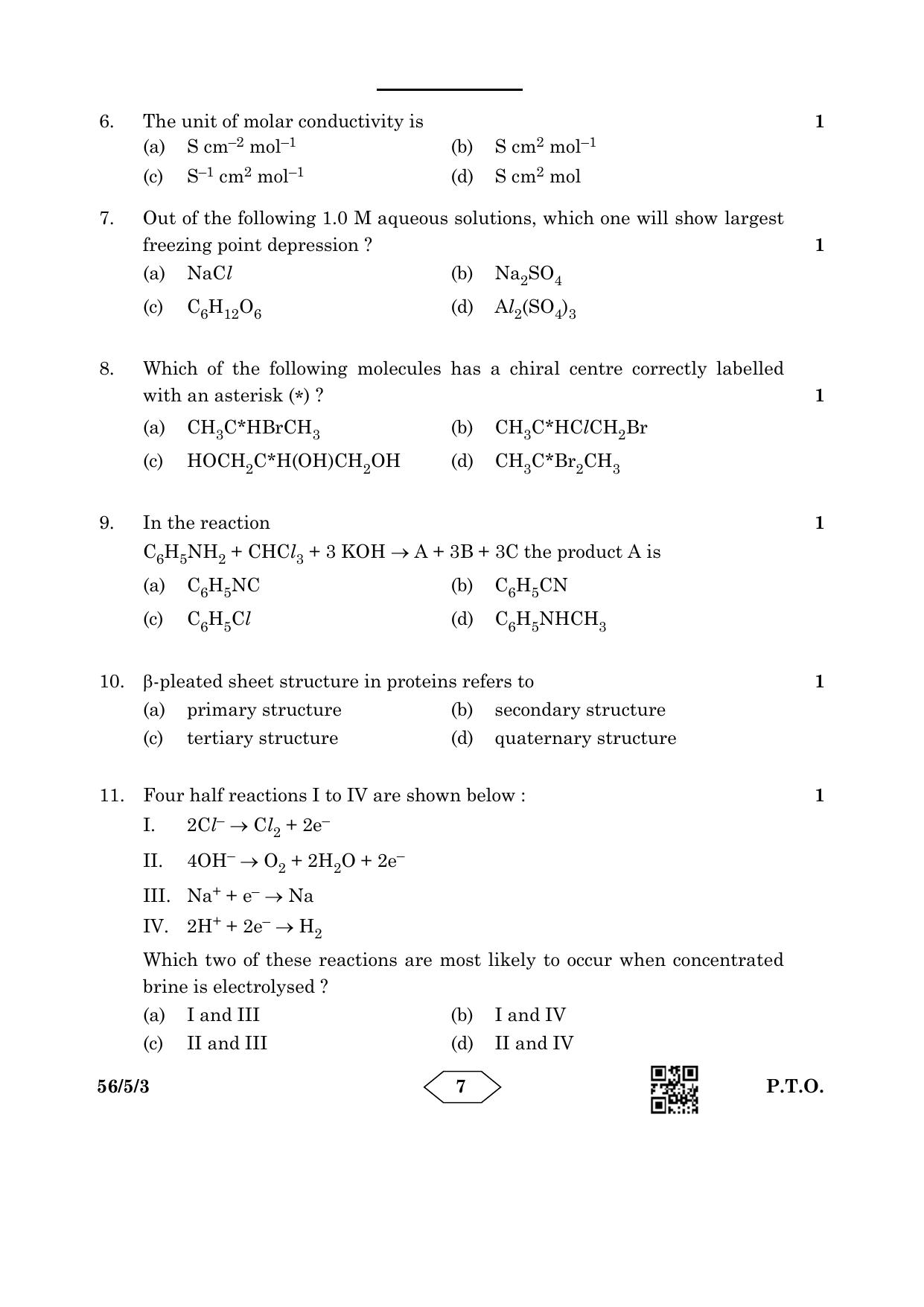 CBSE Class 12 56-5-3 Chemistry 2023 Question Paper - Page 7