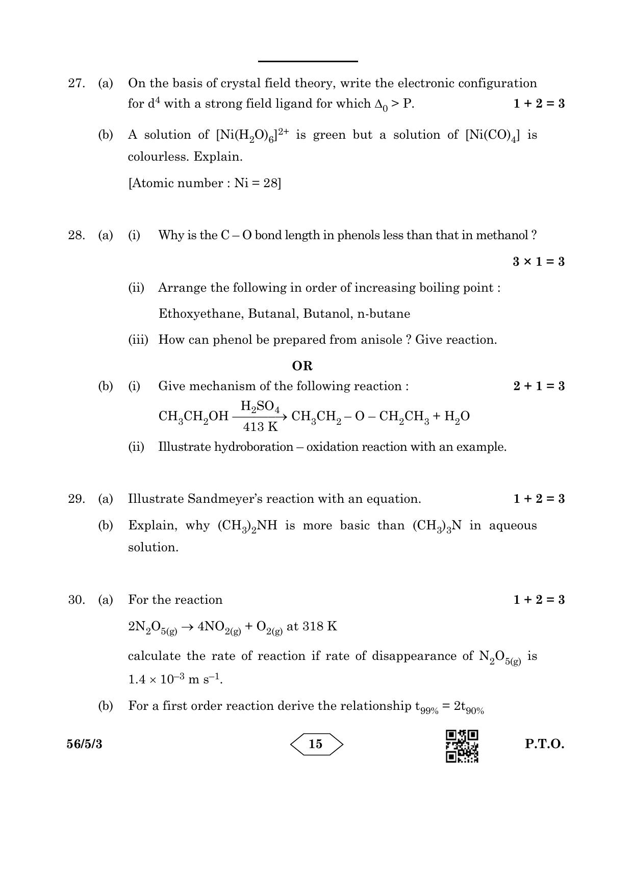CBSE Class 12 56-5-3 Chemistry 2023 Question Paper - Page 15