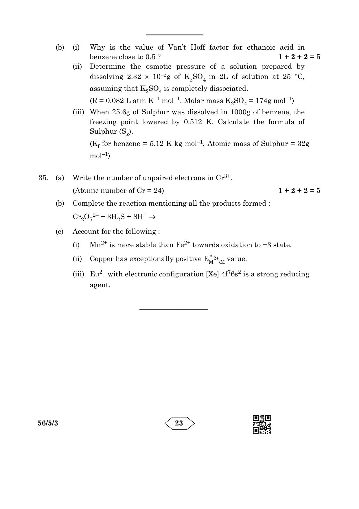 CBSE Class 12 56-5-3 Chemistry 2023 Question Paper - Page 23