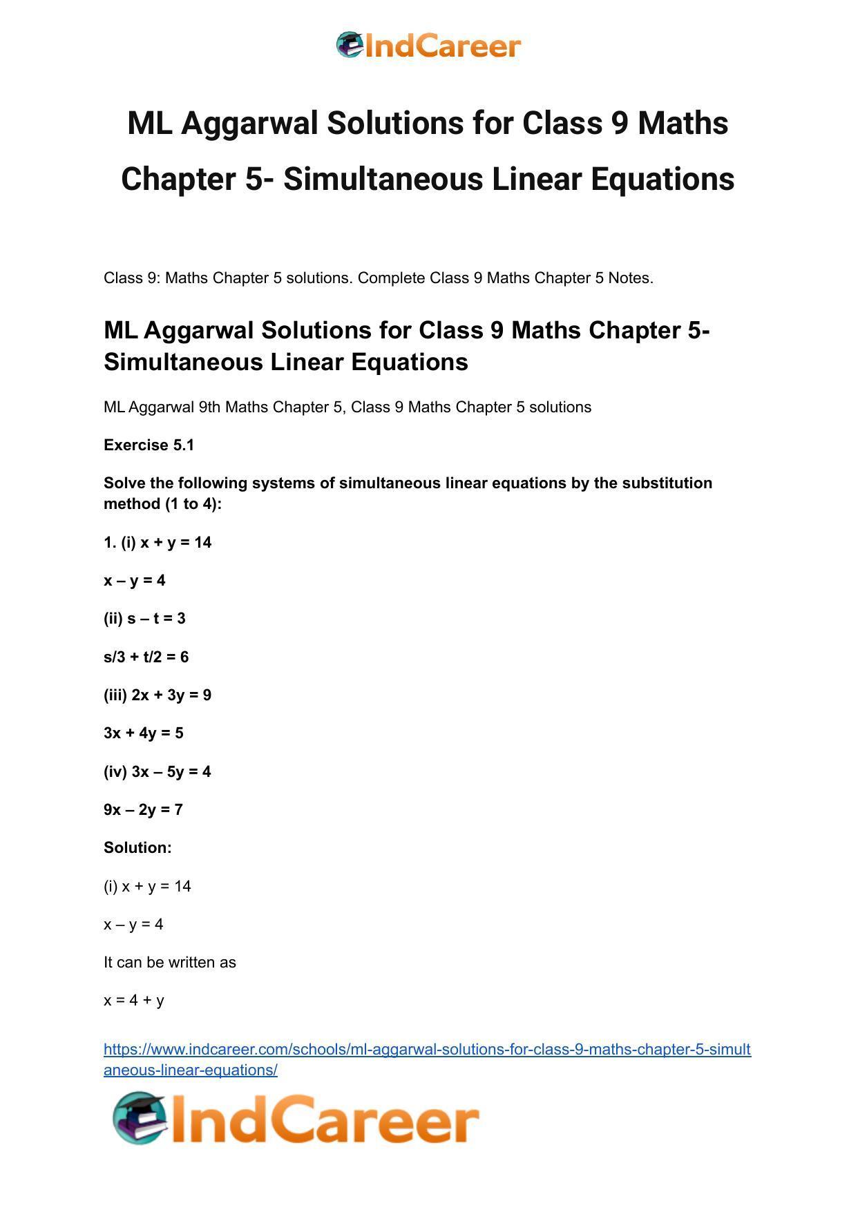 ML Aggarwal Solutions for Class 9 Maths Chapter 5- Simultaneous Linear Equations - Page 2